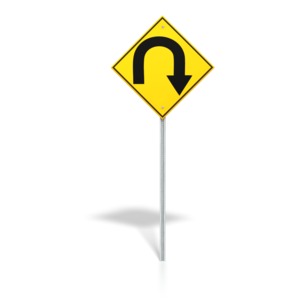 U Turn Road Sign PowerPoint clipart graphic preview.