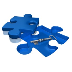 Key Under Puzzle Piece PowerPoint clipart graphic preview.