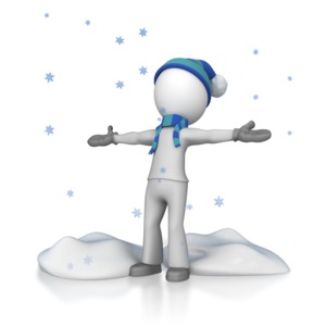 Stick Figure In Falling Snow PowerPoint clipart graphic preview.
