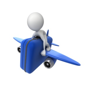 Riding Luggage Airplane PowerPoint clipart graphic preview.