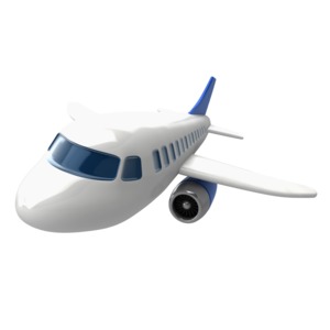 Closeup airliner at angled view PowerPoint clipart graphic preview.