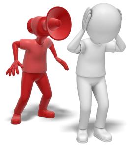 Stick Figure Bullhorn Person PowerPoint clipart graphic preview.