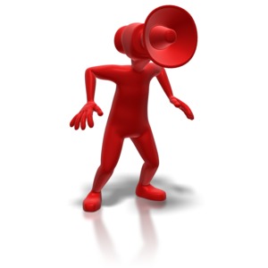 Stick Figure With Megaphone Head PowerPoint clipart graphic preview.