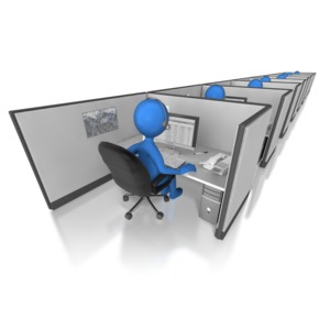 Call Center Cubicle Line PowerPoint clipart graphic preview.