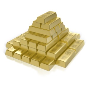 Gold Bar Pyramid PowerPoint clipart graphic preview.