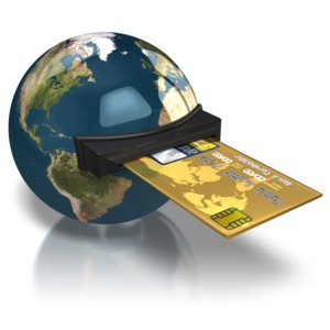 World Credit Card PowerPoint clipart graphic preview.