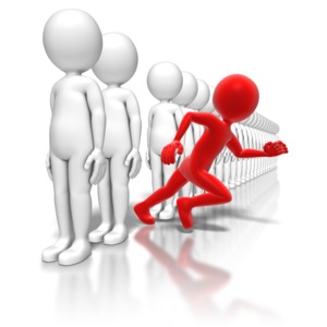 Stick Figure Run From Line PowerPoint clipart graphic preview.