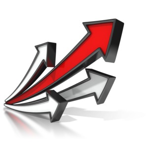 Lead Arrow Soaring PowerPoint clipart graphic preview.