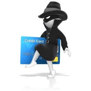 Thief Stealing Credit Card PowerPoint clipart graphic preview.