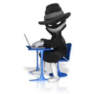 Thief On Computer PowerPoint clipart graphic preview.