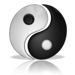 Chinese Yin Yang Symbol Separated PowerPoint clipart graphic preview.