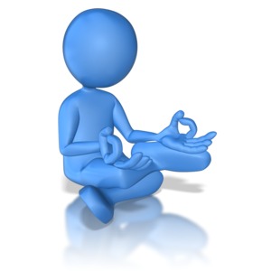 Stick Figure Blue Sitting Meditation PowerPoint clipart graphic preview.