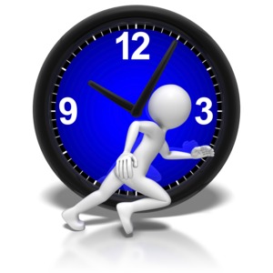 Stick Figure Run Clock PowerPoint clipart graphic preview.