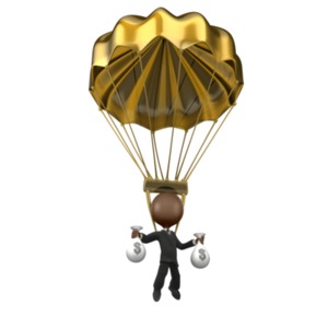 Golden Parachute PowerPoint clipart graphic preview.
