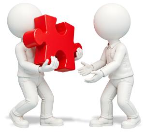 Sharing The Load Of The Puzzle PowerPoint clipart graphic preview.