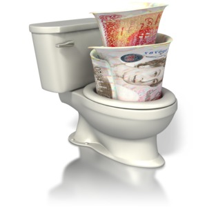 British Currency Toilet PowerPoint clipart graphic preview.