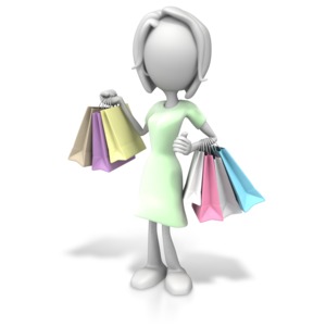 Woman Shopping Handful PowerPoint clipart graphic preview.