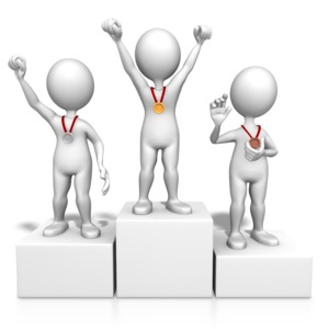 Winners On Podium PowerPoint clipart graphic preview.