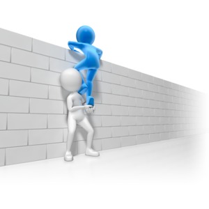 Helping Over The Wall PowerPoint clipart graphic preview.