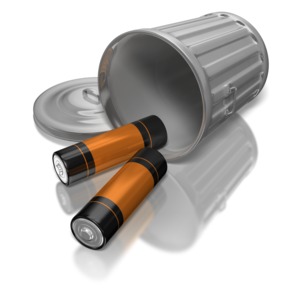 Batteries In Garbage Can PowerPoint clipart graphic preview.
