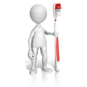 Stick Figure Holding Toothbrush PowerPoint clipart graphic preview.