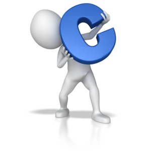 Stick Figure Holding Letter C PowerPoint clipart graphic preview.