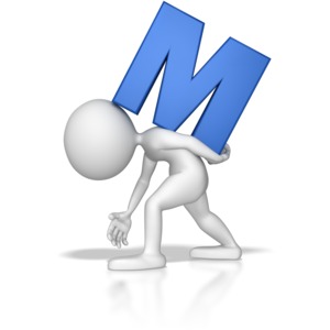Stick Figure Holding Letter M PowerPoint clipart graphic preview.