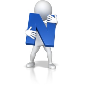 Stick Figure Holding Letter N PowerPoint clipart graphic preview.