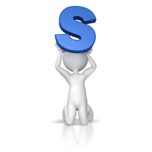 Stick Figure Holding Letter S PowerPoint clipart graphic preview.