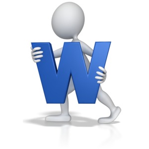 Stick Figure Holding Letter W PowerPoint clipart graphic preview.