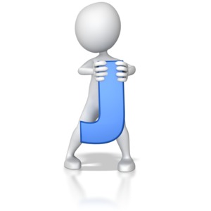 Stick Figure Holding Letter J PowerPoint clipart graphic preview.
