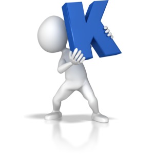 Stick Figure Holding Letter K PowerPoint clipart graphic preview.