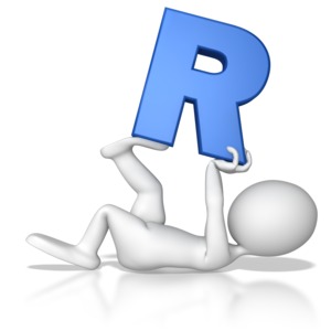 Stick Figure Holding Letter R PowerPoint clipart graphic preview.