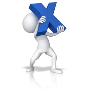 Stick Figure Holding Letter X PowerPoint clipart graphic preview.