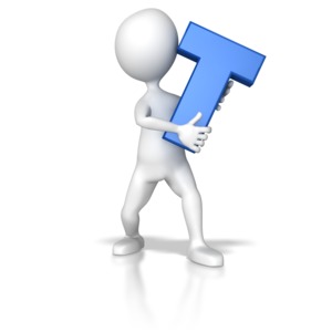 Stick Figure Holding Letter T PowerPoint clipart graphic preview.