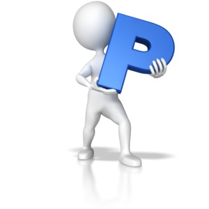 Stick Figure Holding Letter P PowerPoint clipart graphic preview.