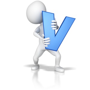 Stick Figure Holding Letter V PowerPoint clipart graphic preview.