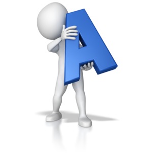 Stick Figure Holding Letter A PowerPoint clipart graphic preview.