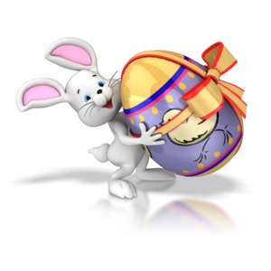 Bunny Carrying Easter Egg PowerPoint clipart graphic preview.