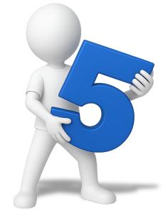 Stick Figure Holding Five PowerPoint clipart graphic preview.