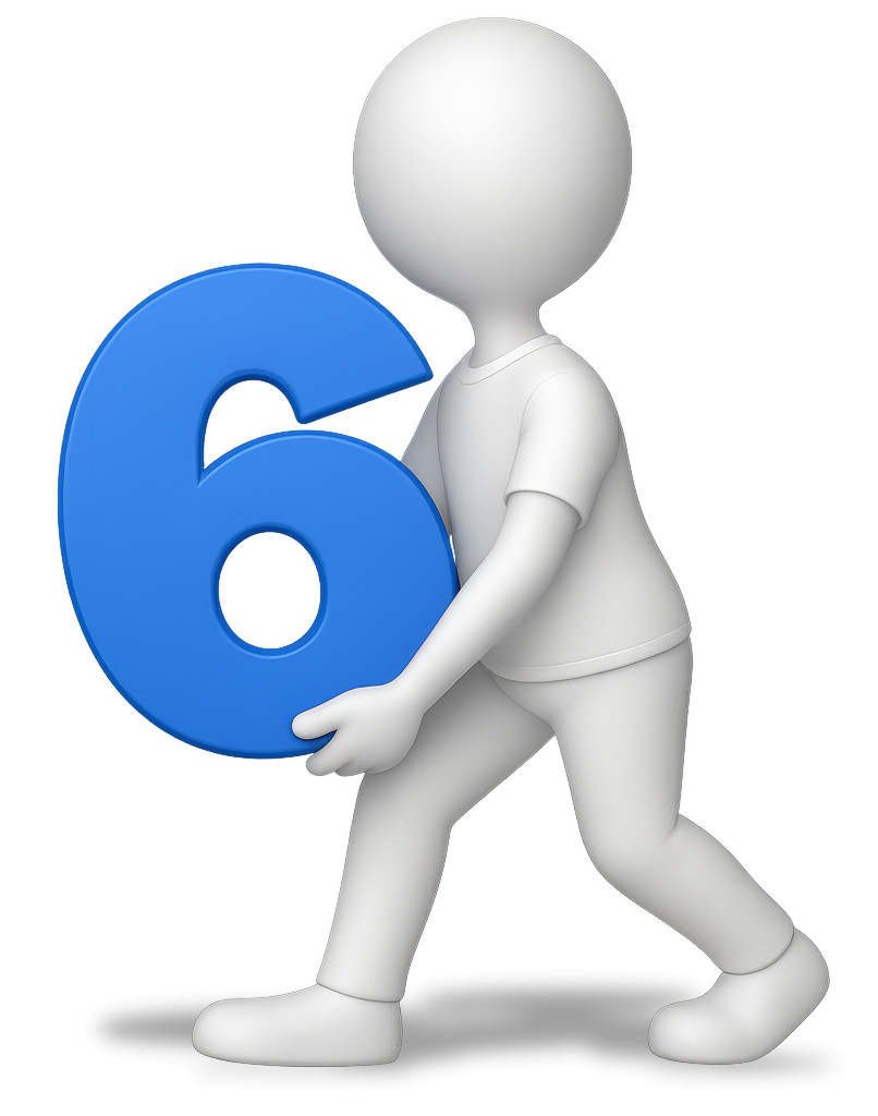 High-resolution clipart illustration of Stick Figure Holding Six, designed for corporate project kickoff meetings, creative strategy brainstorming, and innovative product development pitches.