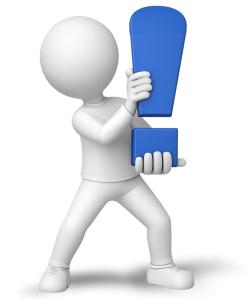 Stick Figure Holding Exclamation Mark PowerPoint clipart graphic preview.