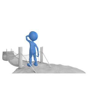 Standing In Front Of Rope Bridge PowerPoint clipart graphic preview.