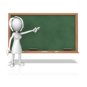 Woman At Chalk Board PowerPoint clipart graphic preview.