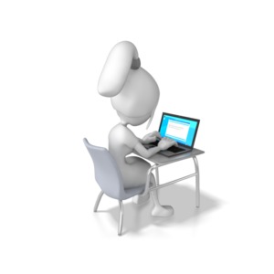 Woman Working Laptop Desk PowerPoint clipart graphic preview.