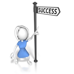 Woman Pointing At Success PowerPoint clipart graphic preview.