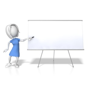 Woman Presenting Blank Board PowerPoint clipart graphic preview.