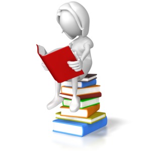 Woman Sitting On Books PowerPoint clipart graphic preview.