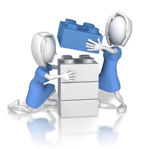 Women Building Blocks PowerPoint clipart graphic preview.