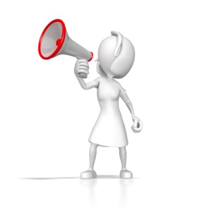 Woman With Megaphone PowerPoint clipart graphic preview.